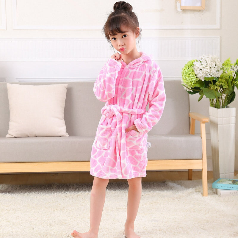 Kids Robes Winter Warm Robe For Boys Girls Child Bathrobe Fleece Bath Robe Children 2 to 8 Years Sleep Wear