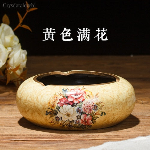 New Style Chinese Retro Ceramic Large with Lid Ashtray Modern Minimalist Creative Luxury Living Room Decoration Coffee Table