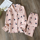 Japanese new style autumn and winter long-sleeved trousers, pure cotton air cotton, warm ladies pajamas, home service sleepwear
