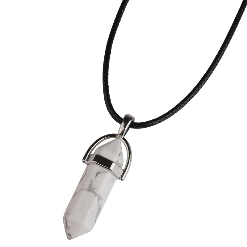 Colgante de piedra Natural LFPU, collar con colgante de piedra de cristal con punto curativo en forma de bala, joyería para mujer