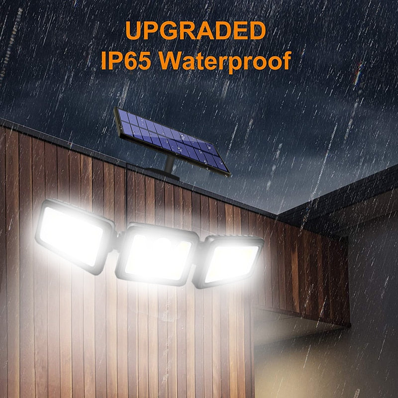 138 171 192 LED Solar Light Outdoor 3 Head Motion Sensor Wide Angle Illumination Waterproof Solar Wall Lamp Garden Garage Lights