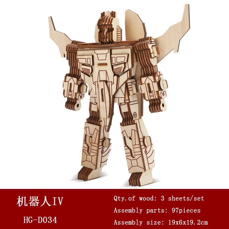 Robot Model Wood Puzzles Laser Cutting 3D Wooden Jigsaw Puzzle Educational Toys DIY Indoor Handmade Boys Toy For Kids Adults