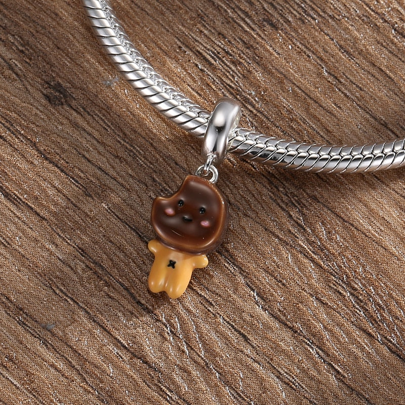 Silver 925 Desserts Delicious Lovely Food Series Charms Pendant Hamburger Egg Bead Charms Jewelry Making Fit DIY Silver Bracelet