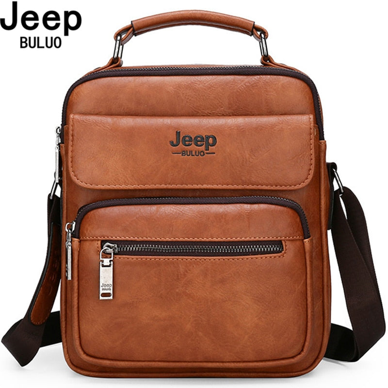 JEEP BULUO Herren Handtaschen Berühmte Marke Big Size Man Leder Umhängetasche Umhängetasche Für 9,7 Zoll iPad Casual Business