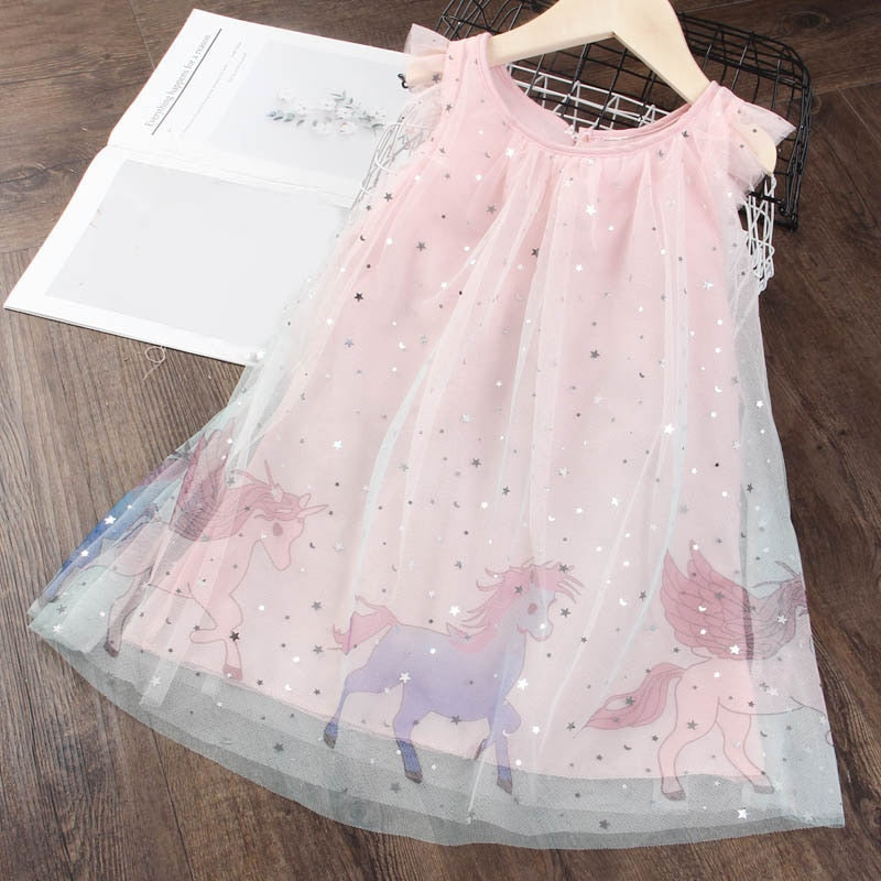 Oso líder niñas princesa vestido nuevo verano niños Vestidos de fiesta elegante unicornio bordado vestido niños ropa Vestidos 3 7Y