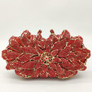 Boutique De FGG Dazzling Crystal Women Evening Metal Clutches Bag Hardcase Wedding Party Flower Bridal Handbag Clutch Purse