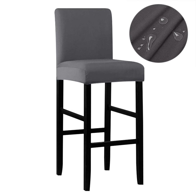 Waterproof Fabric Short Back Chair Cover Stretch Dining Seat Cover High Elasticity Bar Covers Chair For Kitchen Home Hotel