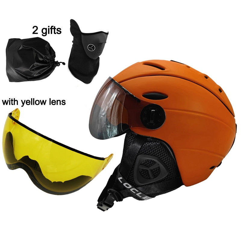 LOCLE CE-Zertifizierung Brille Skihelm In-Mold-Skihelm mit Brille Snowboard-/Skateboardhelm 5 Farben M/L/XL