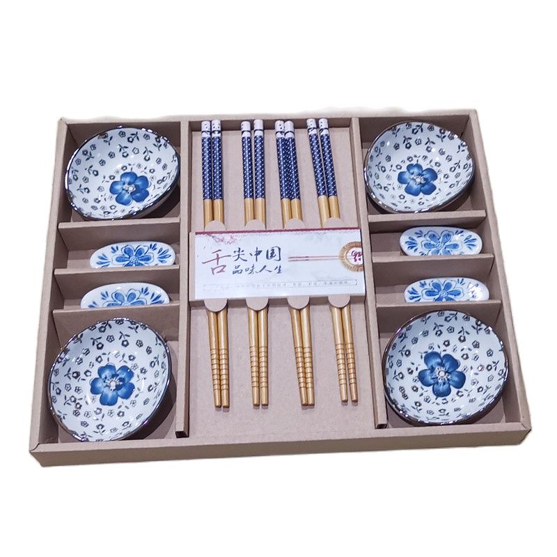 Kirschblüten-Keramik-Sushi-Gerichte im japanischen Stil, Sashimi, Sojasauce, Blau, Geschirr-Set, Geschirr-Set, Box (12 Stück/Set)