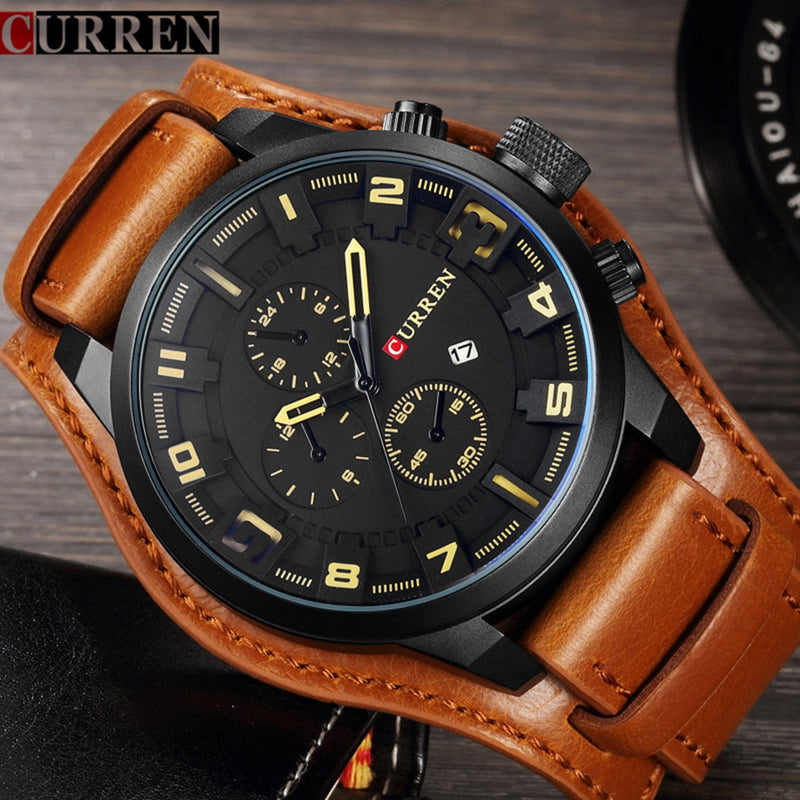 Luxury Brand CURREN Mens Watches Military Sports Men Watch Quartz Date Clock Casual Leather Wrist Watch Relogio Masculino 8225