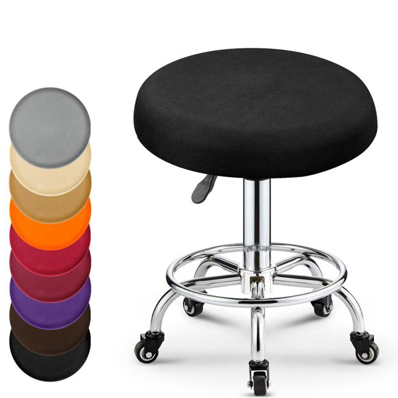 Spandex Fabric Round Chair Cover Stretch Solid Colors Seat Cover Bar Stool Cover For Home Dentist Hair Salon Restaurant Banquet