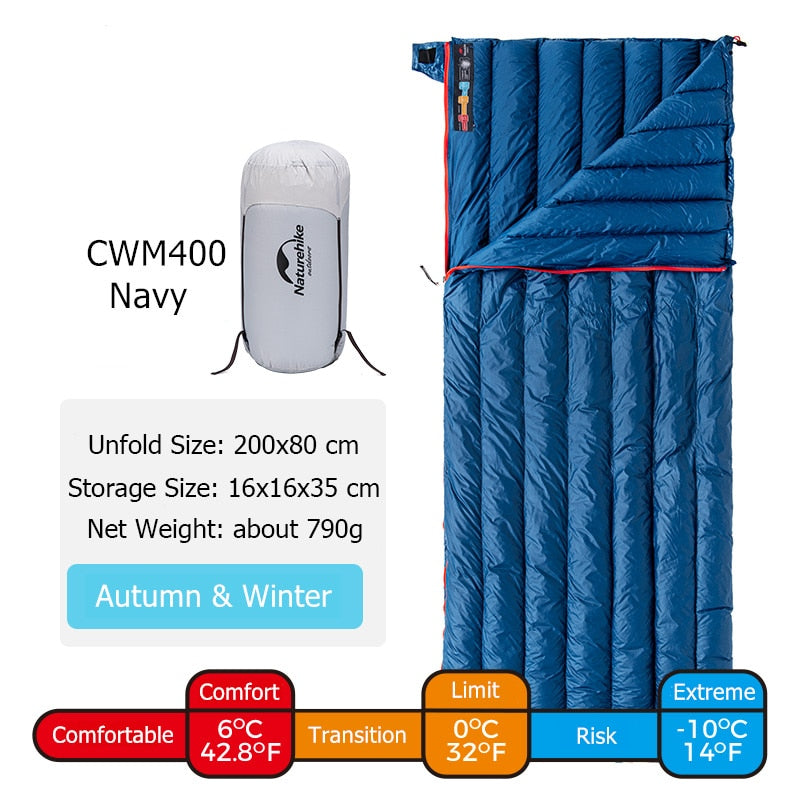 Naturehike CW280 Schlafsack Winter Wasserdicht Gänsedaunen Schlafsack Ultraleicht CWM400 Wandern Camping Schlafsack