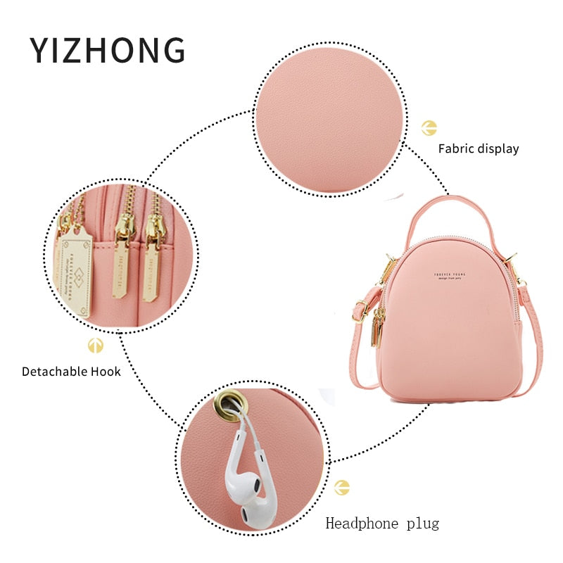 Mini mochilas de cuero YIZHONG, monedero para mujeres, bolso de libros multifunción de lujo, bolso de hombro, Mochila escolar pequeña, Mochila