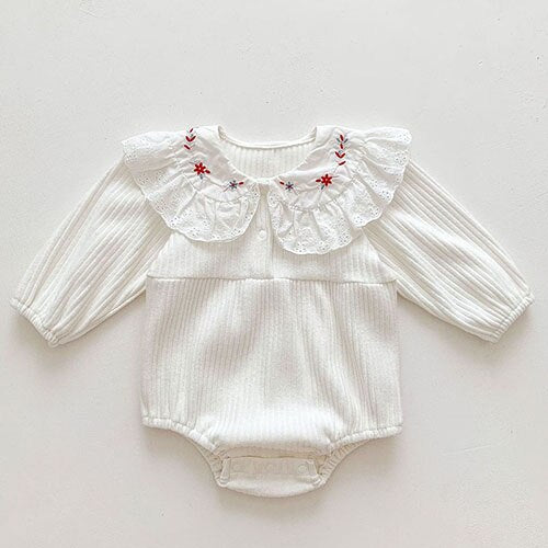 New Autumn Korean Style Baby Girls Cotton Princess Romper Long Sleeve Baby Girls Jumpsuits Newborn Girls Crawling Clothes