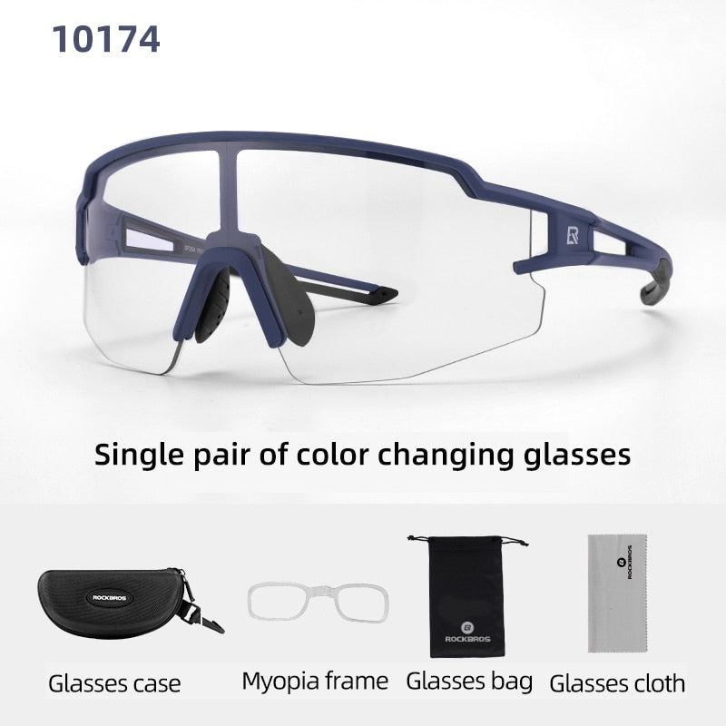 ROCKBROS Photochromic Cycling Glasses Polarized Built-in Myopia Frame Sports Sunglasses Men Women Glasses Cycling Eyewear Goggle