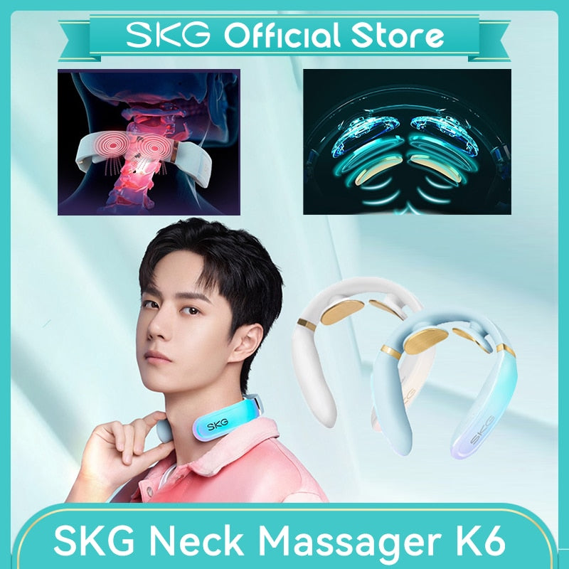 SKG Neck Massager Remote Control Hot Compress EMS Electric Pulse Smart Neck Massager Cervical Pain Relief electric Neck massager