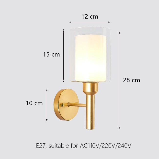 Lámpara de pared Led decorativa, lámpara de lectura nocturna de hierro junto a la lámpara, escaleras para el hogar, candelabro Vintage para Loft, luces de pared, bola de cristal, oro, negro, E27