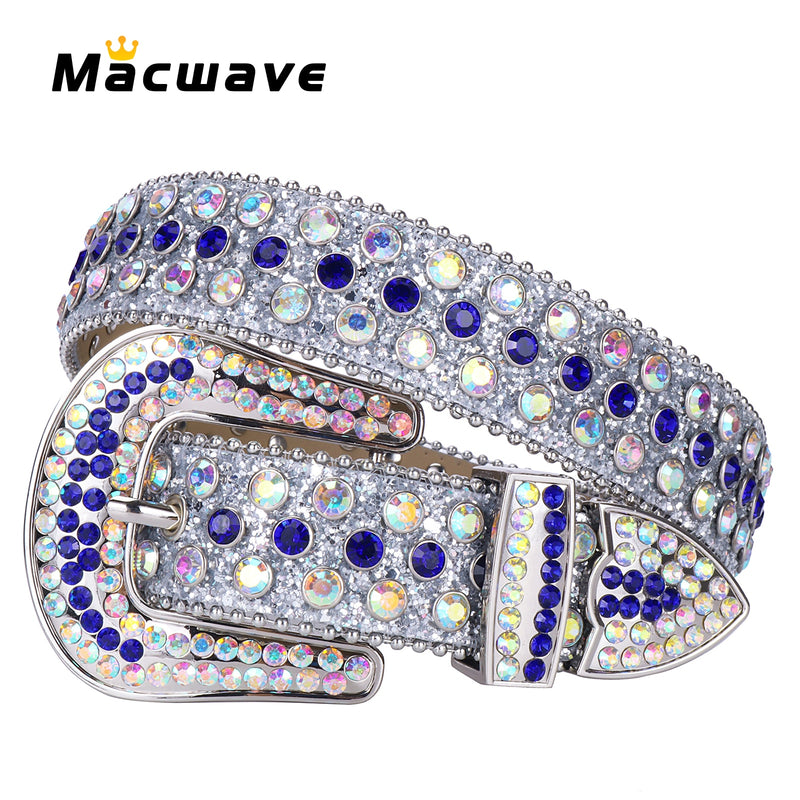 Bling Bling Western Strass Gürtel Luxus Strap Crystal Belt Cowgirl Cowboy Nietengürtel für Frauen Männer Cinturones Para Mujer