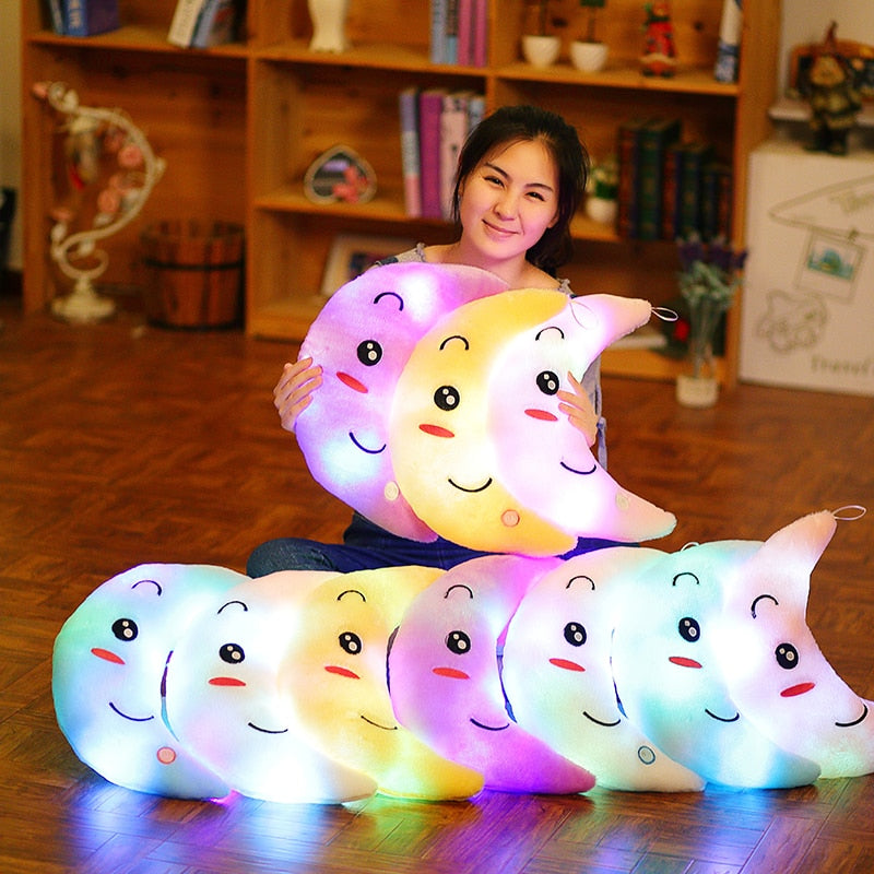 Almohada luminosa de juguete creativo de 34CM, cojín de estrellas de colores brillantes de peluche suave, juguetes de luz Led, regalo para niños y niñas