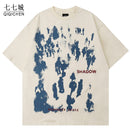 Summer Short Sleeve T Shirts Men Hip Hop People Shadow Print T Shirt Streetwear Harajuku Casual Cotton Tops Tees New 100% Cotton