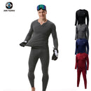 Fleece Long Johns Sports Thermal Underwear Sets 2022 New Autumn Winter Thickening V-Neck Men Warm Suit
