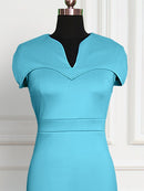 Vestido elegante para mujer, manga del cabo, ceñido al cuerpo, lápiz, oficina, señoras, elegantes, ajustados, vestidos africanos de gran tamaño, moda femenina modesta, nuevo