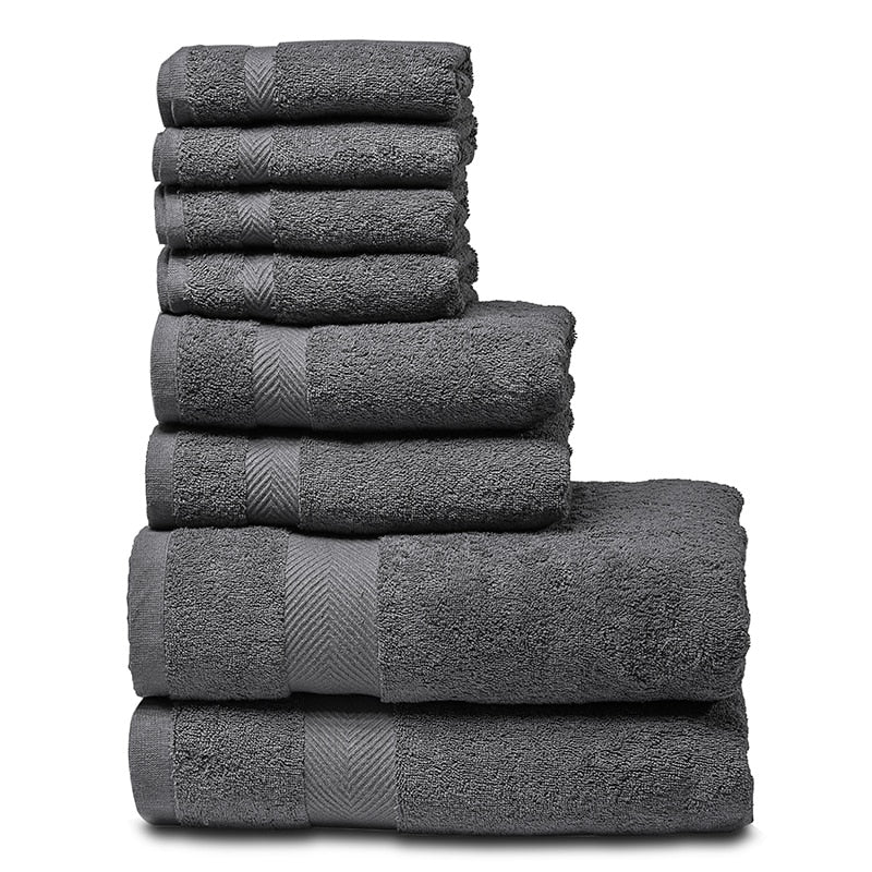 SEMAXE Luxury Bath Towel Set,2 Large Bath Towels,2 Hand Towels,4 Washcloths. Cotton Highly Absorbent Bathroom Towels (Pack of 8)