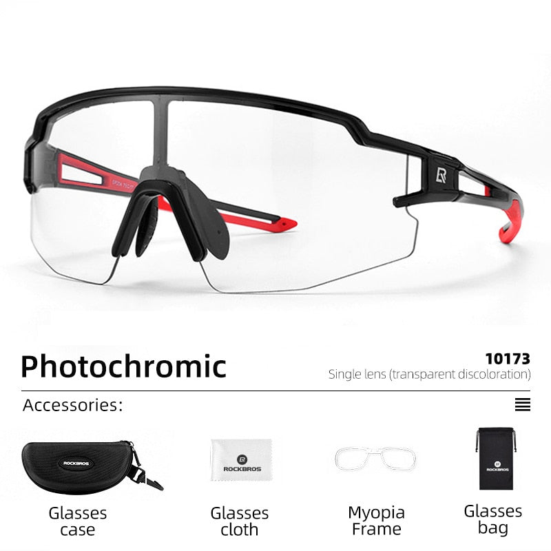 ROCKBROS Photochromic Cycling Glasses Bike Bicycle Glasses Sports Men&