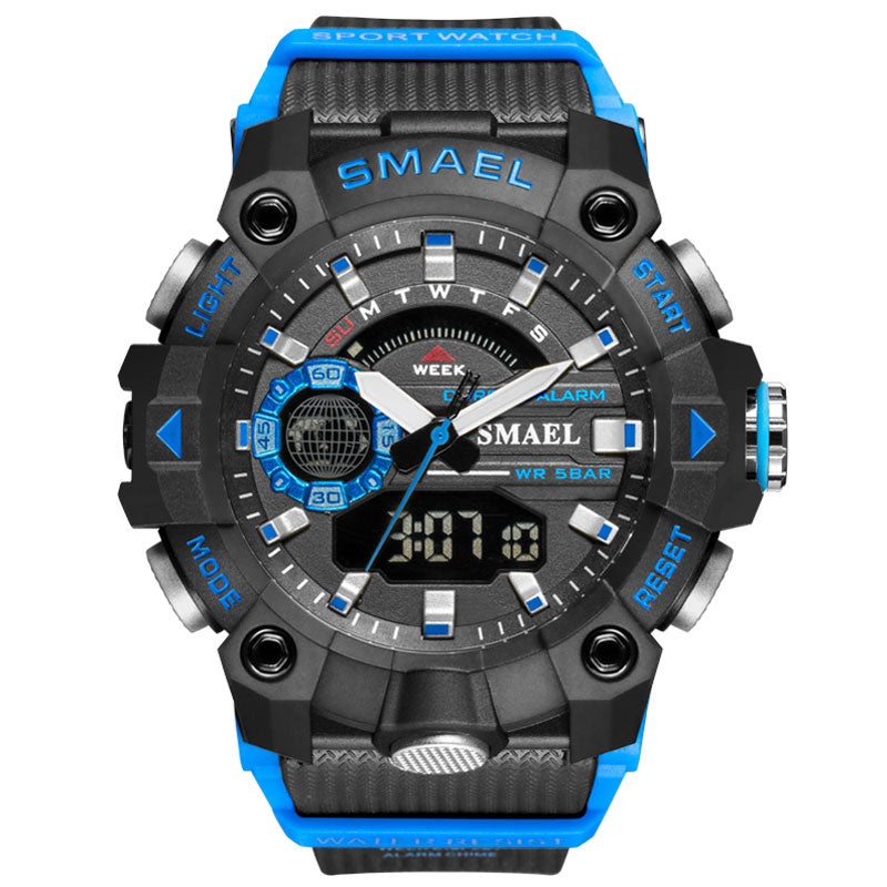 Relojes deportivos SMAEL a la moda para hombre, resistente a los golpes, 50M, resistente al agua, reloj de pulsera LED con alarma, cronómetro, relojes militares para hombre 8040