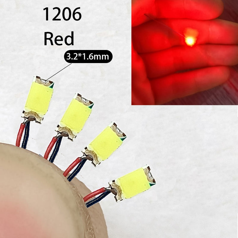 40Pcs/Lot 0402 0603 0805 1206 Led SMD Wire For Model Train HO N OO Scale Red Black Line Pre-soldered Micro Litz Diorama Railway