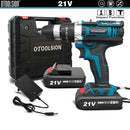 2 Speed 21V Impact Drill Impact Screwdriver Electric Wireless Power Tools Lithium-Ion Battery For Drilling In Steel Wood Ceramic