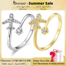 bamoer Genuine 925 Sterling Silver Flying Plane Open Finger Rings for Women Clear CZ Adjustable Rings Fine Jewelry Bijoux SCR623
