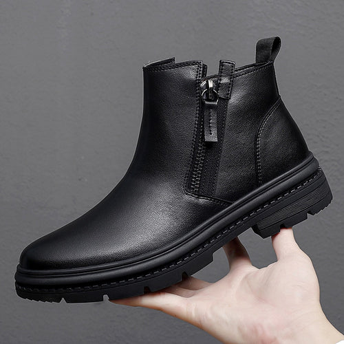 Mann Winter Chelsea Stiefel Pelz Warme Männer Casual Echtes Leder Schuhe Designer Herren Kleid Stiefel Handgemachte Reißverschluss Business Schuhe