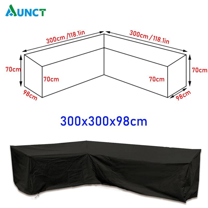 Esquina exterior sofá cubierta jardín ratán esquina muebles cubierta V forma impermeable sofá proteger conjunto multiusos cubiertas de polvo