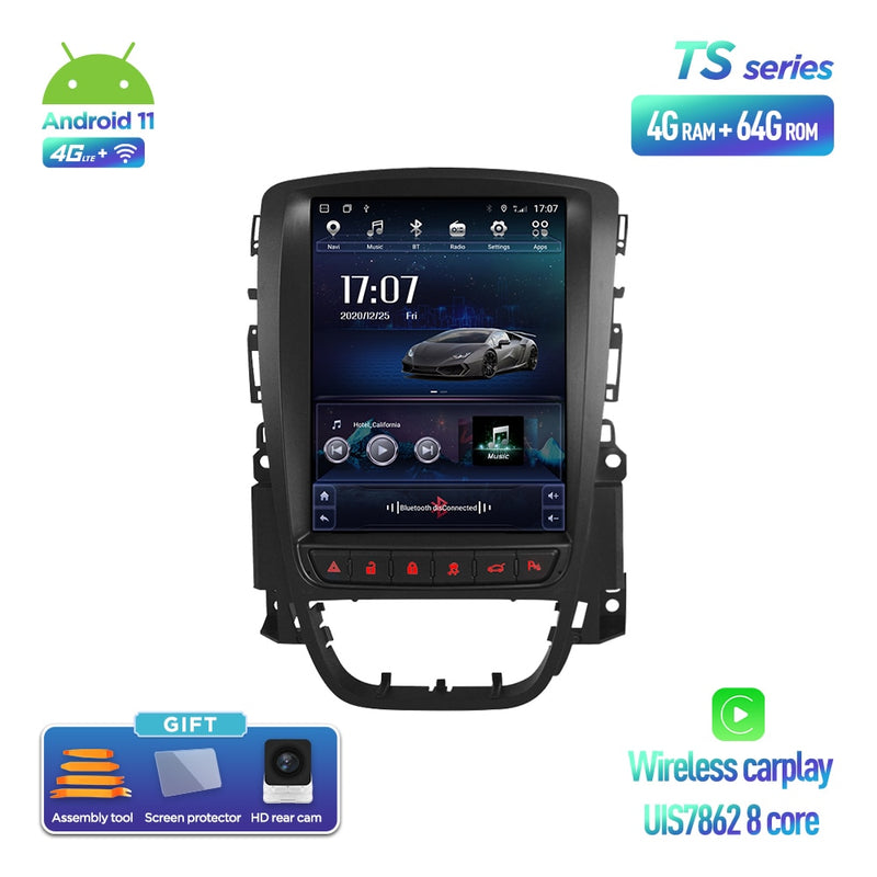 Radio de coche Android 11,0 para Opel Astra J Vauxhall Buick Verano 2009-2015 reproductor de vídeo Multimedia 2Din 4G WIFI Carplay unidad principal