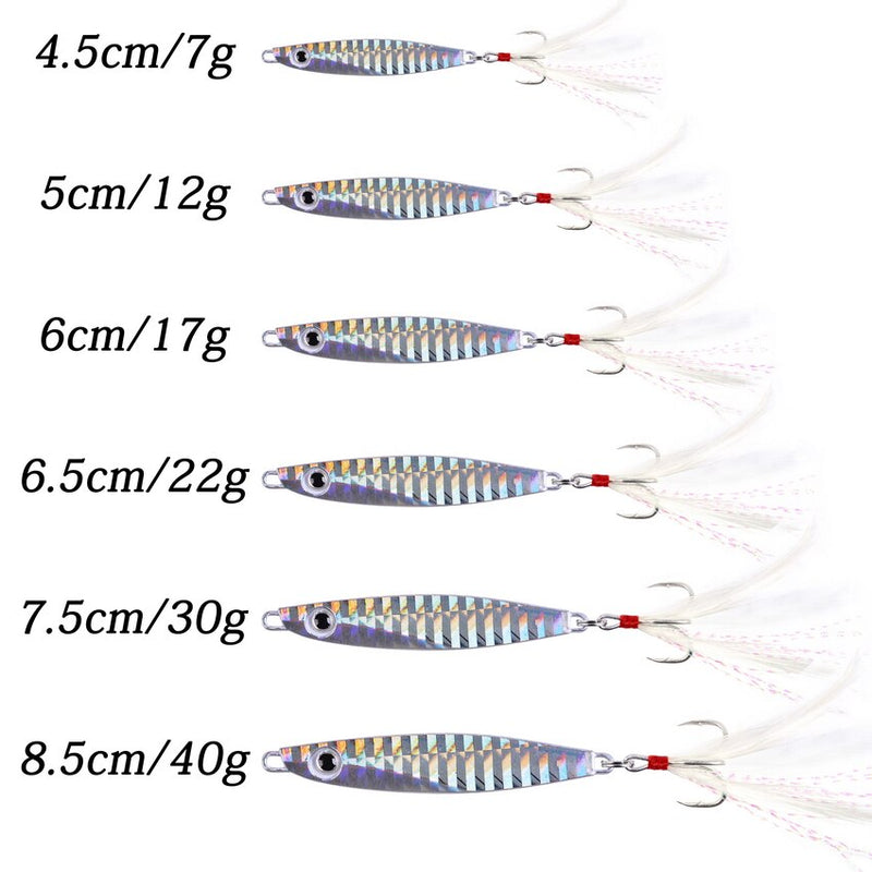 12pcs Metal Lures 7g 12g 17g 22g 30g 40g Metal Jigs Fishing Spoon Bait Sinking Lure Jigging Vibe Blade For Pike Bass Sea Fishing