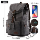 TANGHAO Canvas Backpack Unisex Vintage Casual Rucksack 17inch Laptop Backpack W/ USB Charging Port Schoolbag Student Mochia
