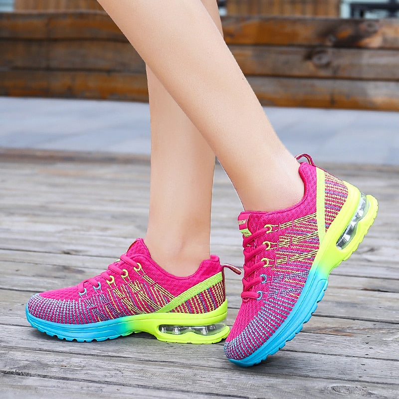 Zapatillas de correr para mujer, zapatillas con amortiguación de aire, entrenador atlético de moda, calzado deportivo informal transpirable para exteriores