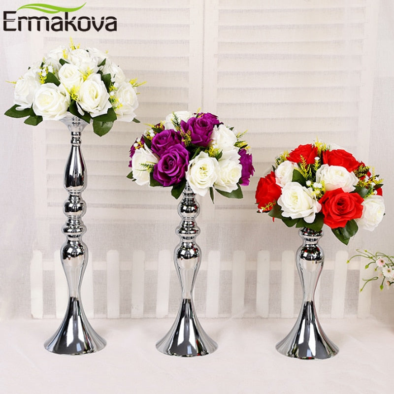 ERMAKOVA Candle Holders Stand Column Candlestick Event Road Lead Flower Vase Rack Table Wedding Centerpieces Party Dinner Decor