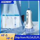 AZDENT HF-5/6 Oral Irrigator Portable Water Dental Flosser USB Rechargeable Water Jet Floss Tooth Pick 5 Jet Tip Water Tank