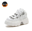 2020 Punk Style Women Sneakers Lace-up 6CM Platform Shoes Woman Creepers Female Casual Flats Metal Decor Tenis Feminino