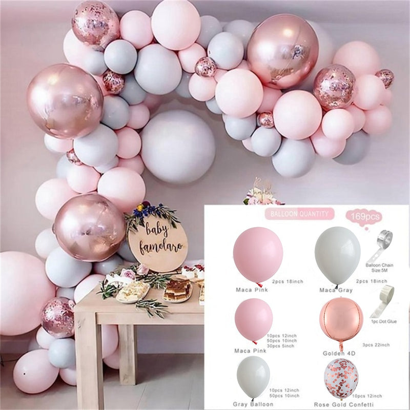 Kit de arco de guirnalda de globos rosa caliente, pegatinas de mariposa, globos de látex de oro rosa cromado para cumpleaños, boda, decoración de fiesta de bienvenida de bebé