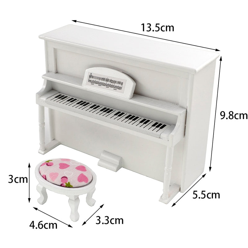 1/12 Dollhouse Miniature Accessories Mini Wooden Classical Piano Simulation Musical Instruments Model Toys for Doll House Decor