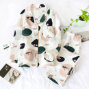 Japanese new style autumn and winter long-sleeved trousers, pure cotton air cotton, warm ladies pajamas, home service sleepwear