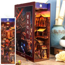 Cutebee DIY Book Nook Miniatures Shelf Insert Bookend Dollhouse Model Roombox Building Kit Wooden Bookshelf Toys Gifts 3D House