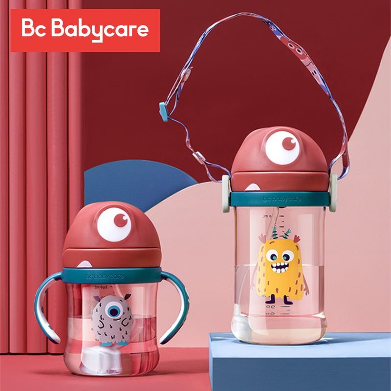 BC Babycare 240ml Baby Sippy Cup Cute Shape Anti-Choke Straw Baby Water Bottles for Kids Gravity Ball Drinking Tritan Handle Cup