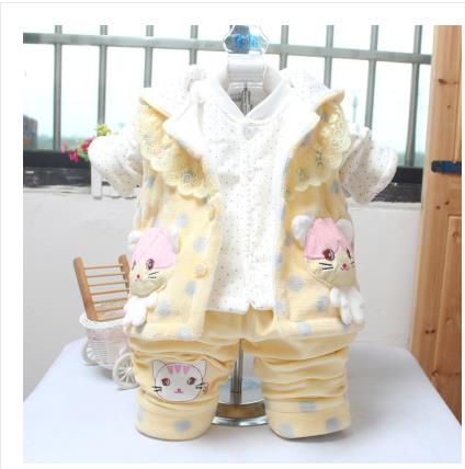 Princess girls thin cotton lace three piece suit