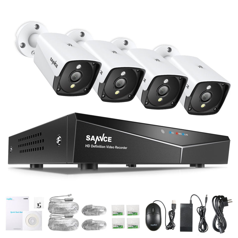 SANNCE 4CH 5MP POE NVR Kit CCTV Sistema de seguridad 5MP IR IP66 Cámara IP impermeable para exteriores Plug &amp; Play Juego de videovigilancia