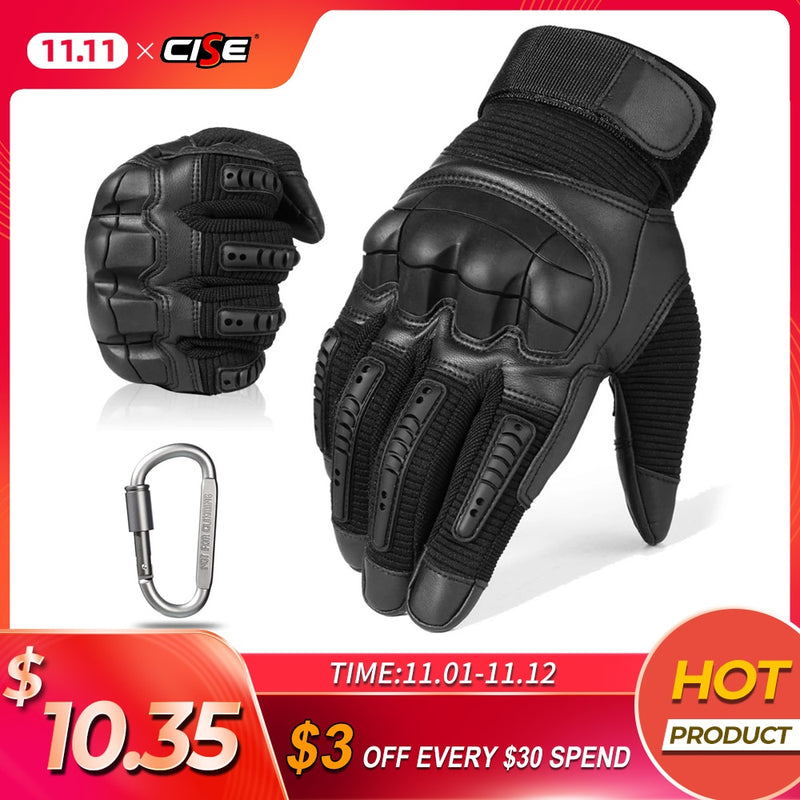 Guantes de cuero con pantalla táctil para motocicleta, Motocross, Moto, Pit Biker, Enduro, equipo de protección, carreras, guante de dedo completo para hombre