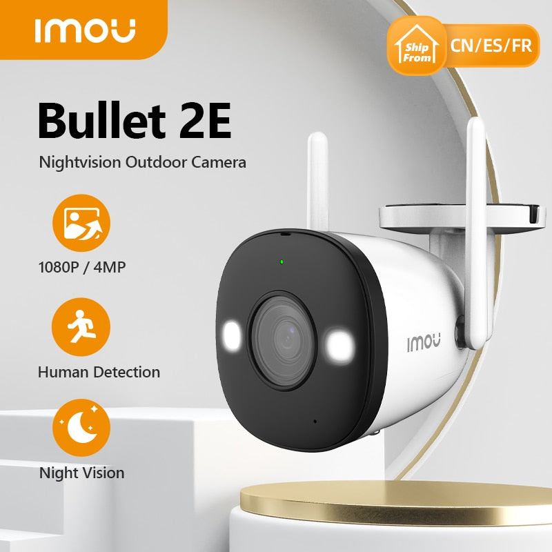 Dahua Imou Bullet 2E 2MP 4MP Cámara de visión nocturna a todo color WiFi Exterior Impermeable Seguridad para el hogar Detección humana Cámara Ip